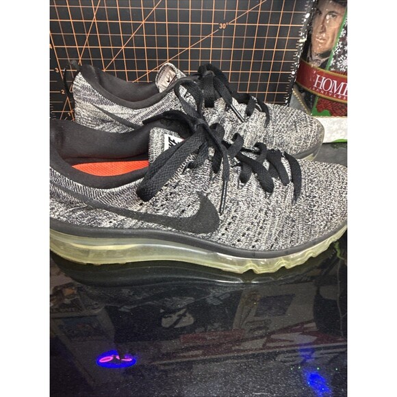 Nike Flyknit Max Black Grey Running Shoes Mens 8.5 620659-105 Air Max See Pics!
